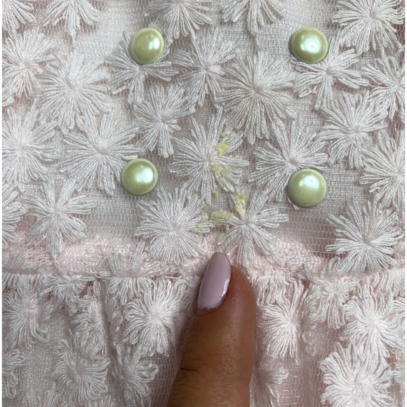 Pili Carrera Baby Girl Pink Lace Short Sleeve Dress 18 Months Mande in Spain - Picture 4 of 13